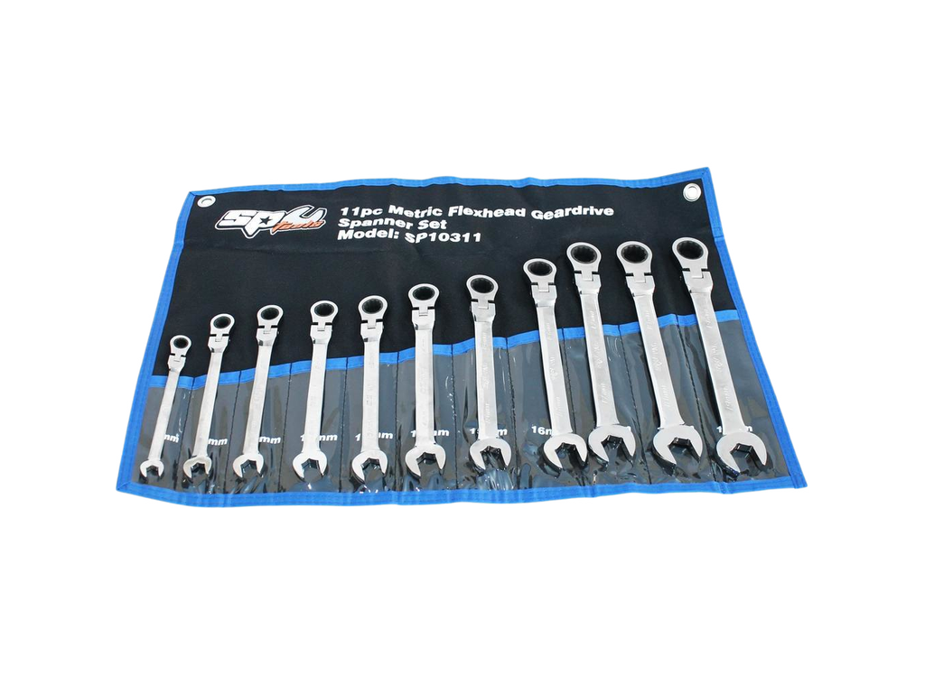 Assortiment de clés mixtes à cliquet à tête articulée - 11 pièces SP Tools