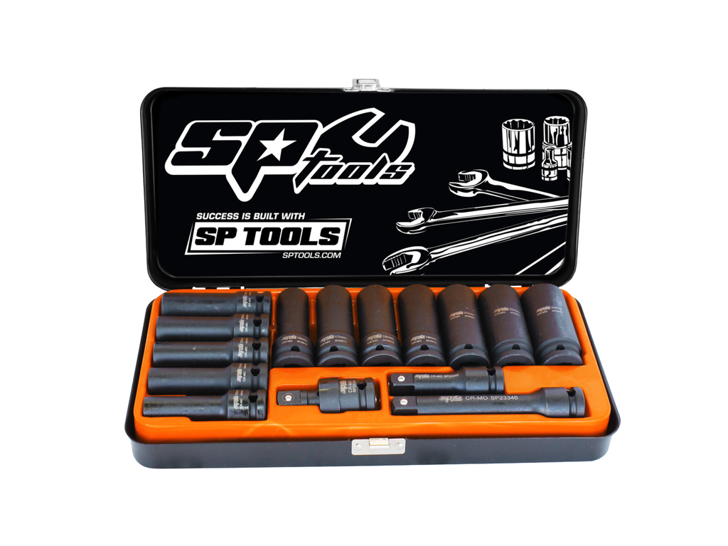 Coffret de douilles 6P , rallonges impact 1/2" - 15 pièces SP Tools