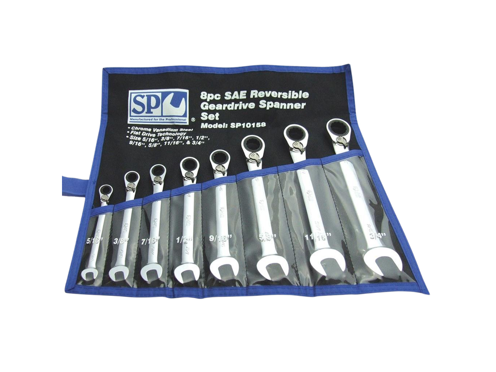 Assortiment de clés mixtes à cliquet réversible en pouces - 8 pièces SP Tools