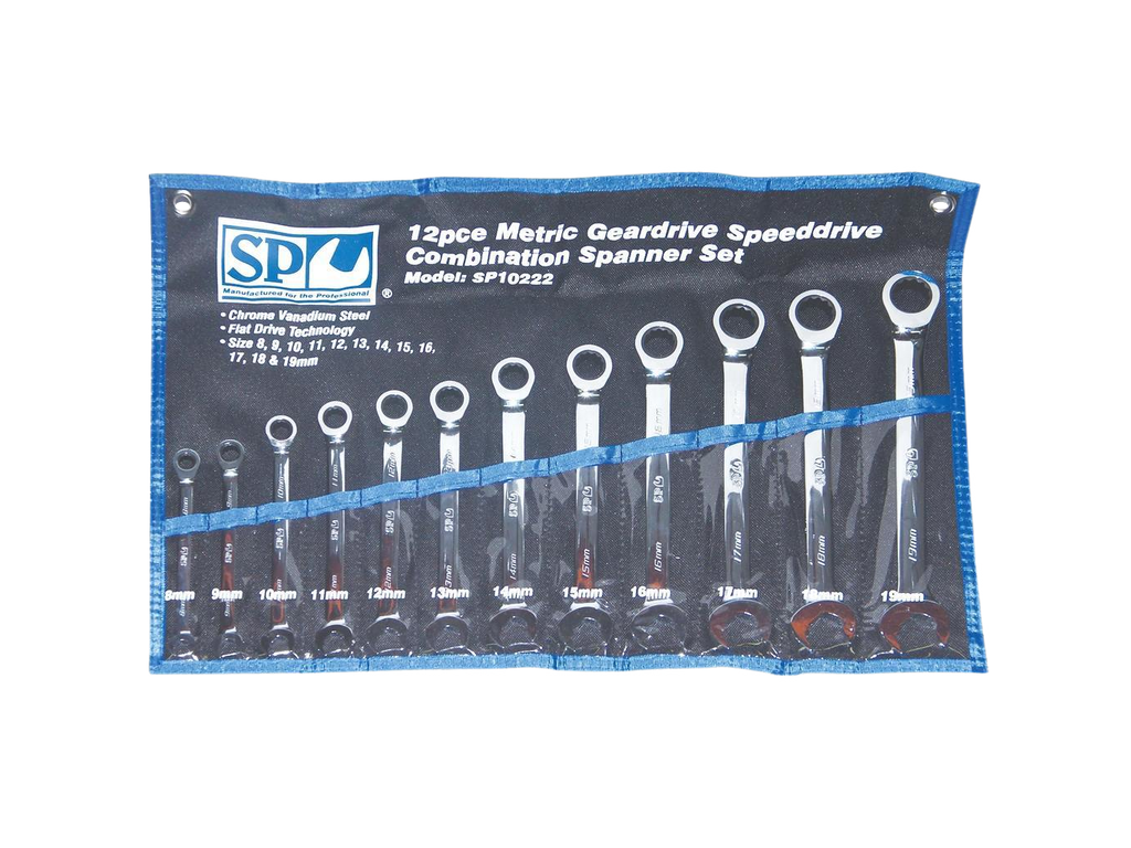 Assortiment de clés mixtes à cliquet réversible SpeedDrive - 12 pièces SP Tools