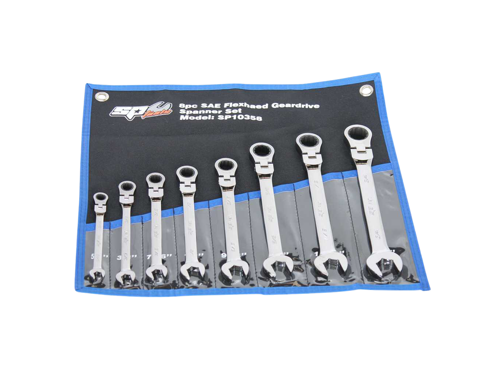 Assortiment de clés mixtes à cliquet à tête articulée en pouces - de 5/16'' à 3/4'' - 8 pièces SP Tools
