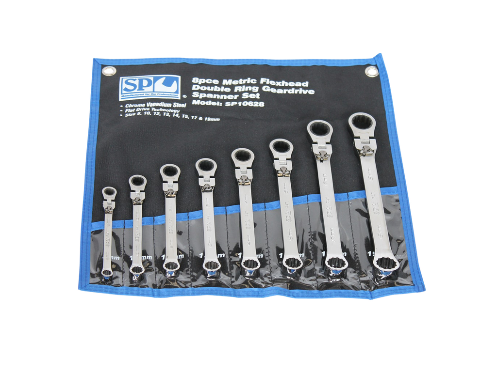 Assortiment de clés polygonales à cliquet réversible articulées - 8 pièces SP Tools