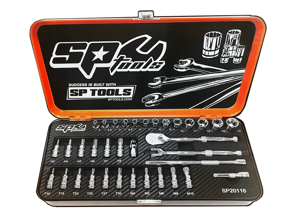 Coffret de douilles 6P, cliquet 1/4" métriques et pouces - 23 pièces SP Tools