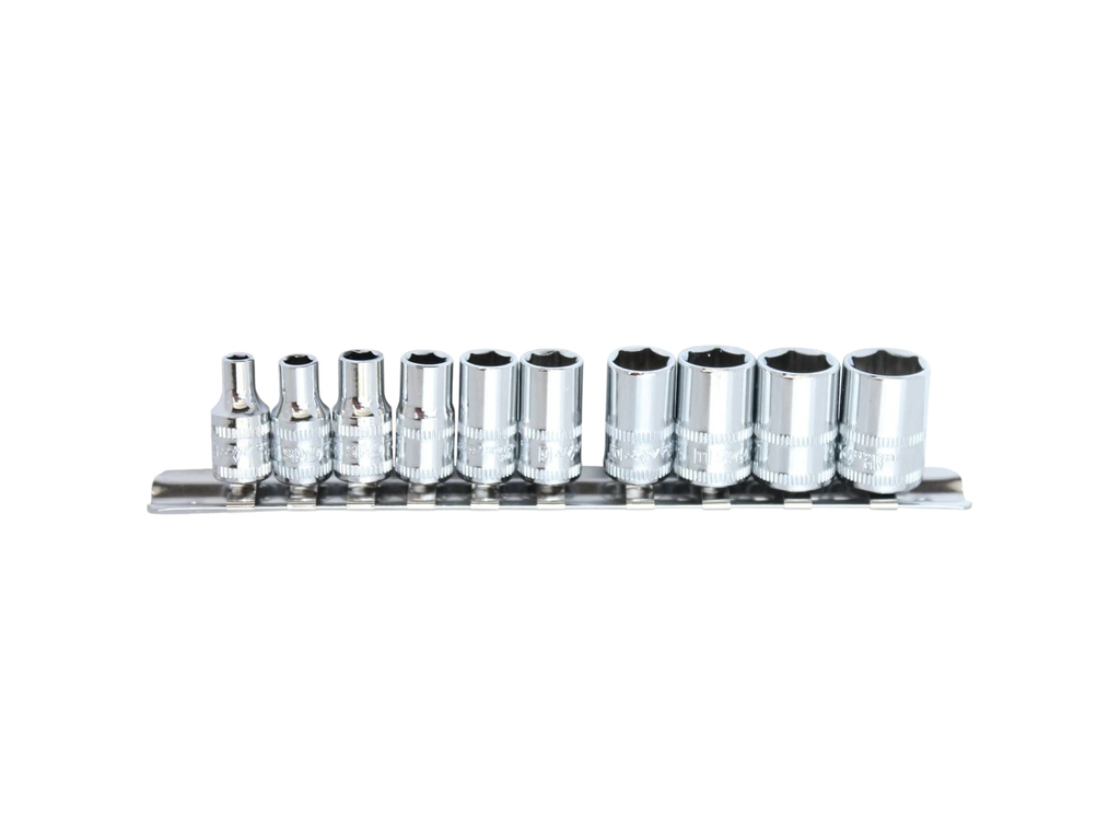 Douilles courtes sur rack 1/4'' 6 pans - de 4 à 13 mm - 10 pièces SP Tools