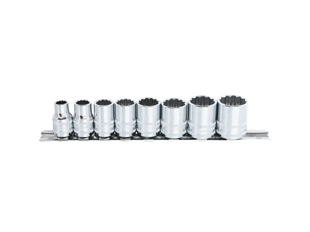 Douilles courtes sur rack 3/8'' 12 pans - de 10 à 19 mm - 10 pièces SP Tools