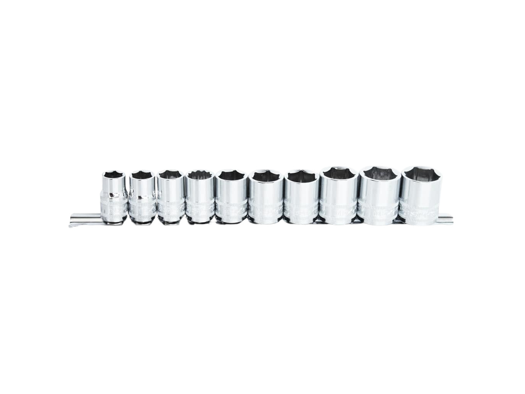 Douilles courtes sur rack 3/8'' 6 pans - de 10 à 19 mm - 10 pièces SP Tools