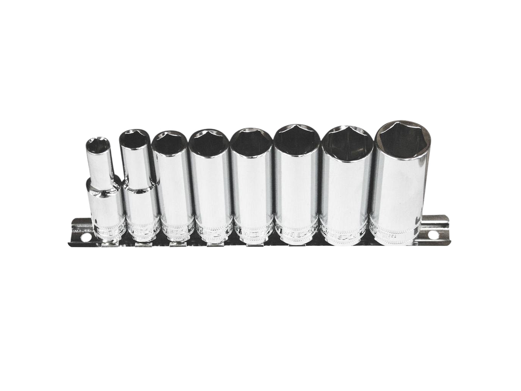 Douilles longues sur rack 3/8'' 6 pans en pouces - de 5/16'' à 3/4'' - 8 pièces SP Tools