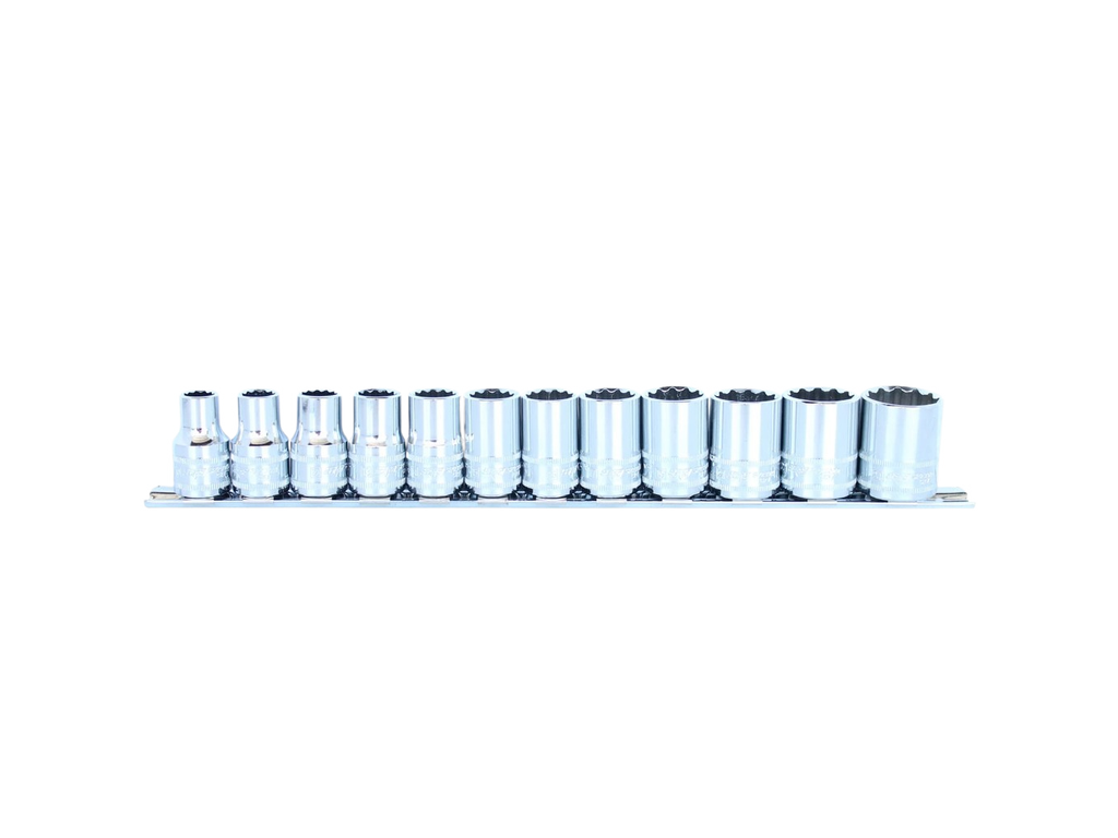 Douilles courtes sur rack 1/2'' 12 pans - de 10 à 24 mm - 12 pièces SP Tools