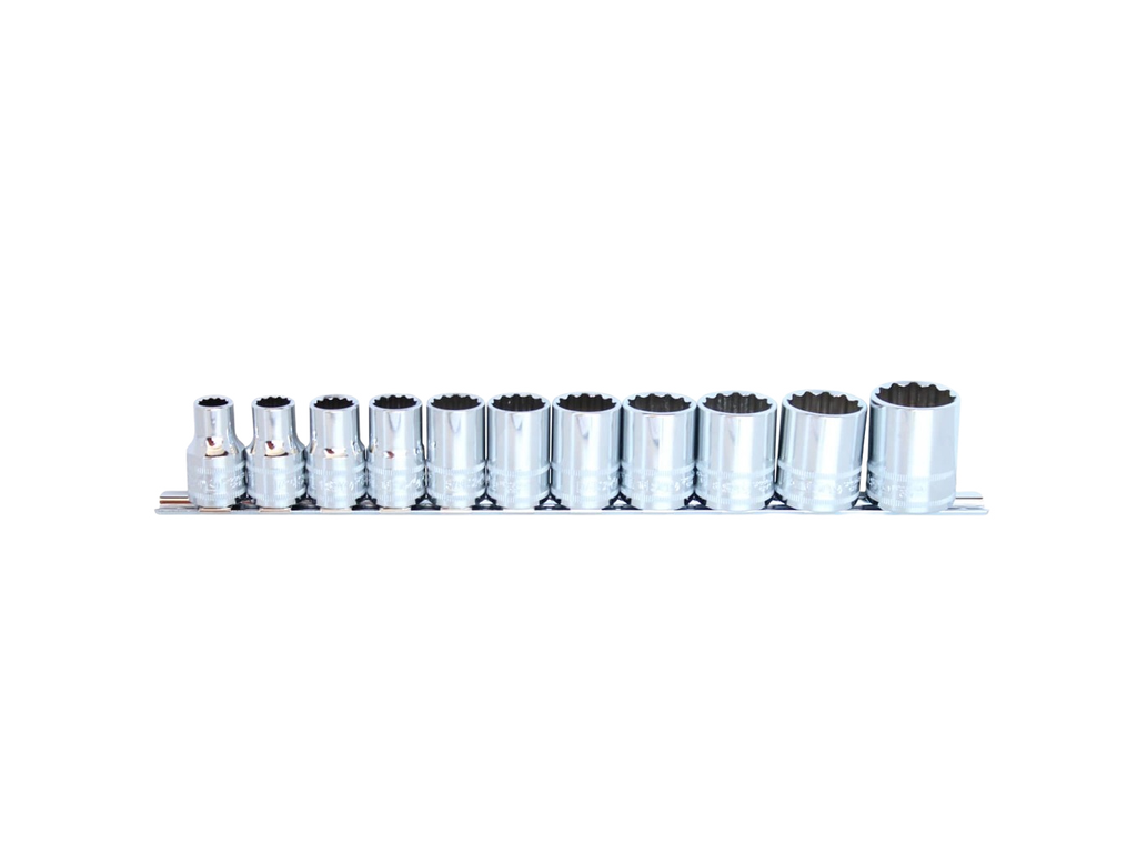 Douilles courtes sur rack 1/2'' 12 pans en pouces - de 3/8'' à 1'' - 11 pièces SP Tools