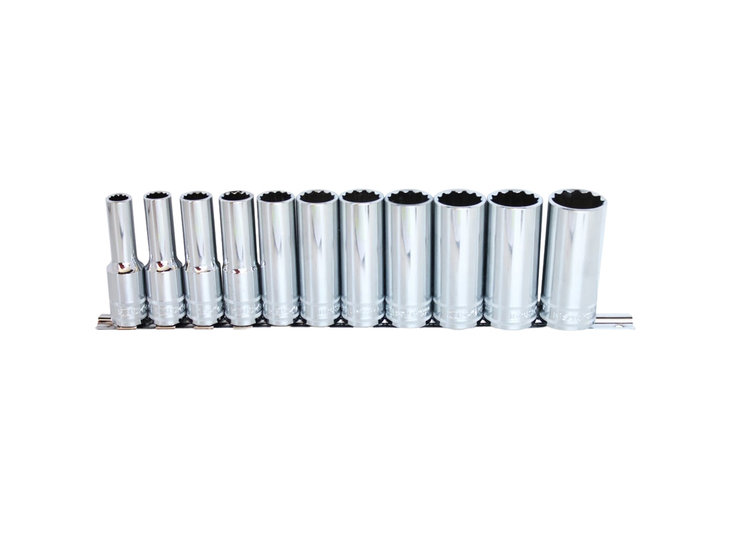Douilles longues sur rack 1/2'' 12 pans en pouces - de 3/8'' à 1'' - 11 pièces SP Tools