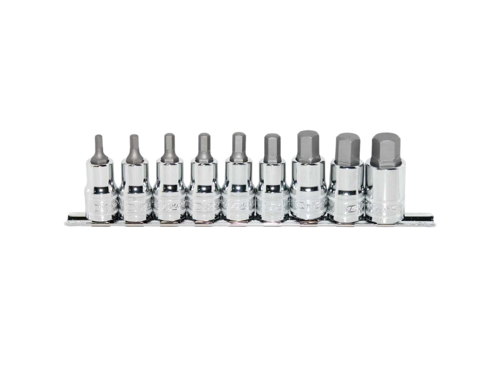 Empreintes courtes sur rack 1/2'' 55mml 6 pans en pouces - de 3/16'' à 5/8'' - 9 pièces SP Tools