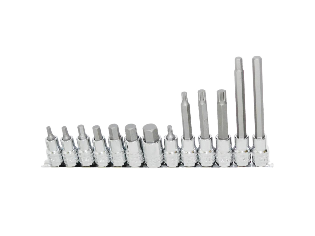 Empreintes sur rack 1/2'' 6 pans et XZN - de 6 à 17mm et de M6 à M12 - 13 pièces SP Tools