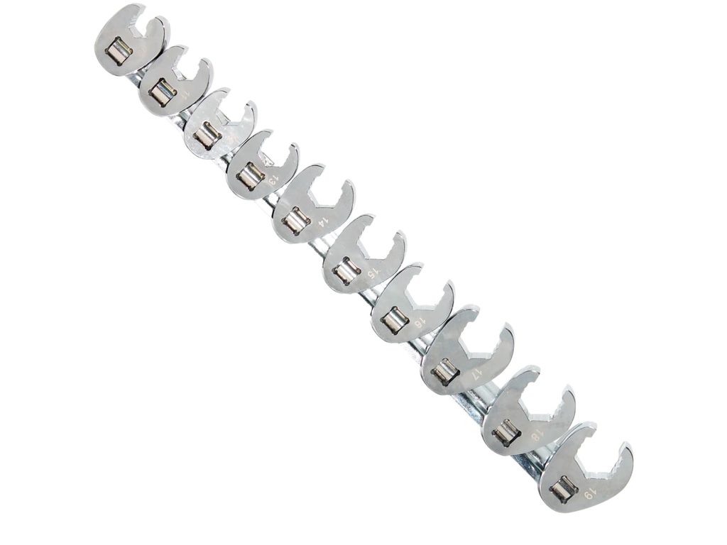 RASTKY Lot De 19 Clés Crowfoot 8 à 32mm - Acier CR-Mo Pour Espaces Étroits Et Fixations Cachées