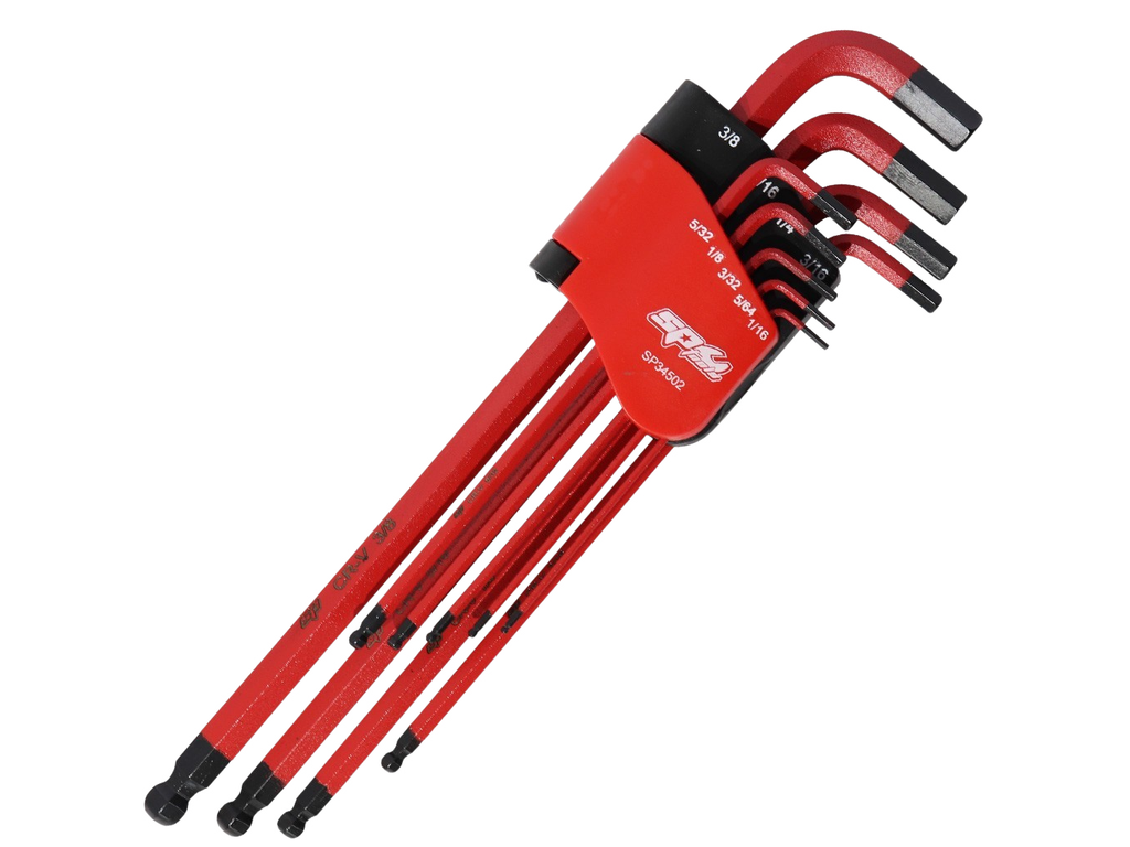 Assortiment clés mâles 6 pans tête sphérique en pouces - 9 pièces SP Tools