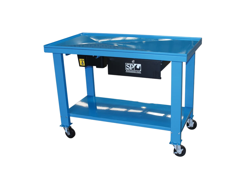 Établi avec récupérateur de fluides 1,2m avec 1 tiroir Bleu SP Tools