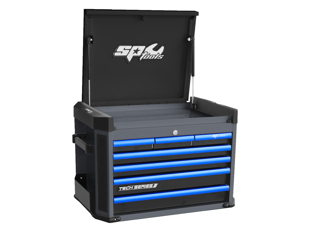 TopBox 150 pièces dans le top case de la série tech diamant noir/bleu