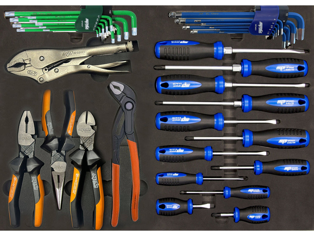 Module tournevis, pinces (x4 allemandes), clés mâles - 35 pièces (M) SP Tools