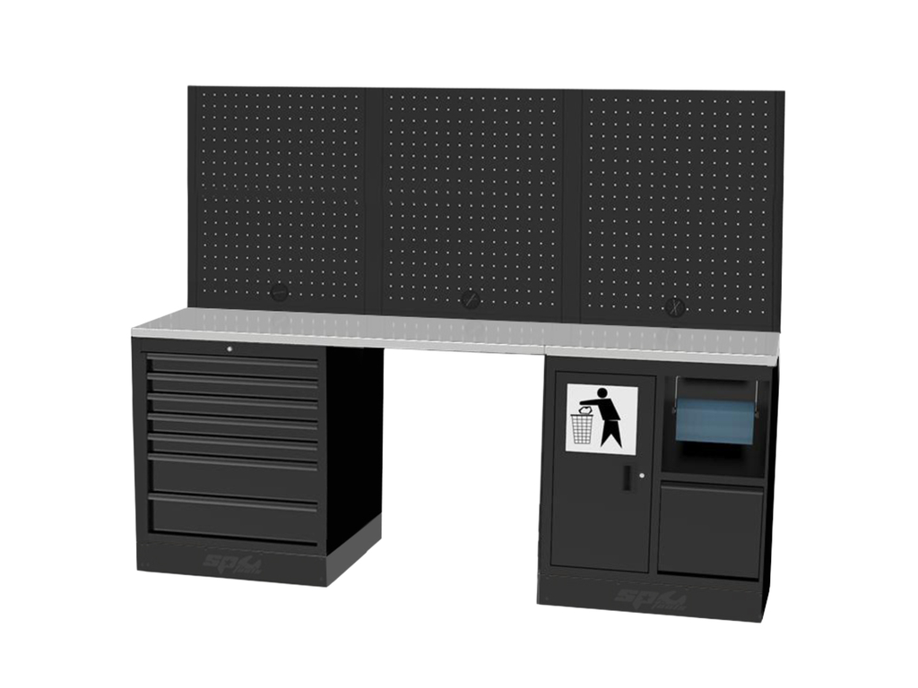 Mobilier USA - Meuble établi avec panneaux perforés Inox SP Tools