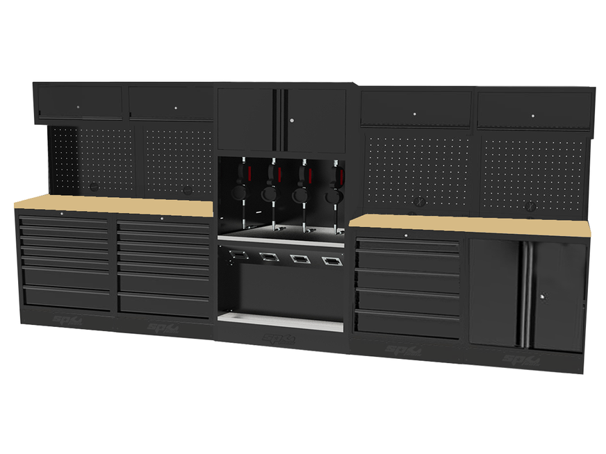 Mobilier USA - 4 modules meubles à tiroirs meuble 2 portes meuble enrouleurs meubles hauts Bois SP Tools