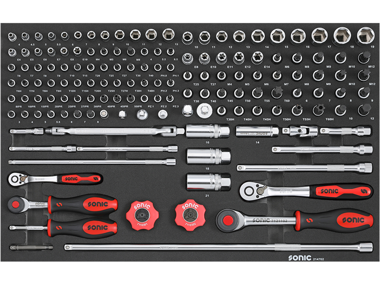 Module (M) (130pc) 1/4" et 1/2" cliquets et douilles Sonic equipment