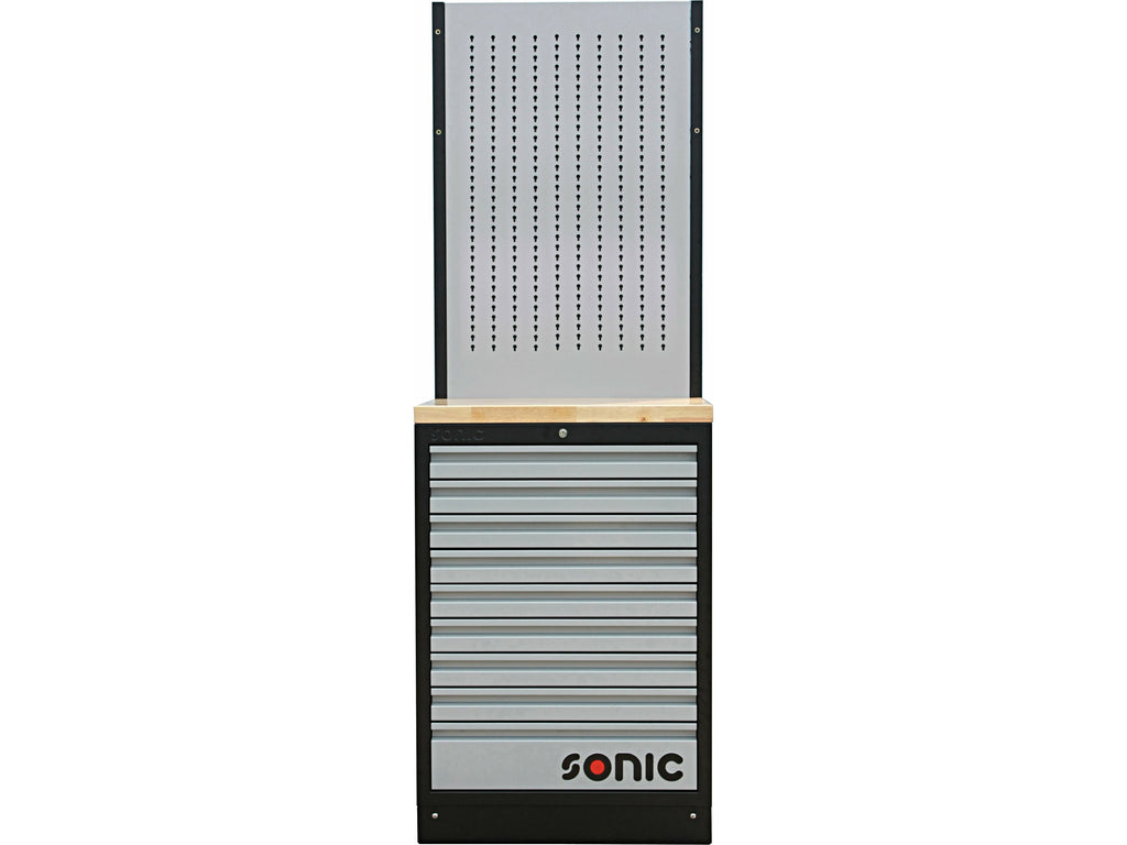 Meuble MSS bas SONIC 9 tiroirs panneau perforé - Tonic distribution - Mobilier Gamme MSS - meuble-mss-bas-sonic-9-tiroirs-panneau-perfore - Mobilier d'atelier, Mobilier Gamme MSS - Tonic distribution