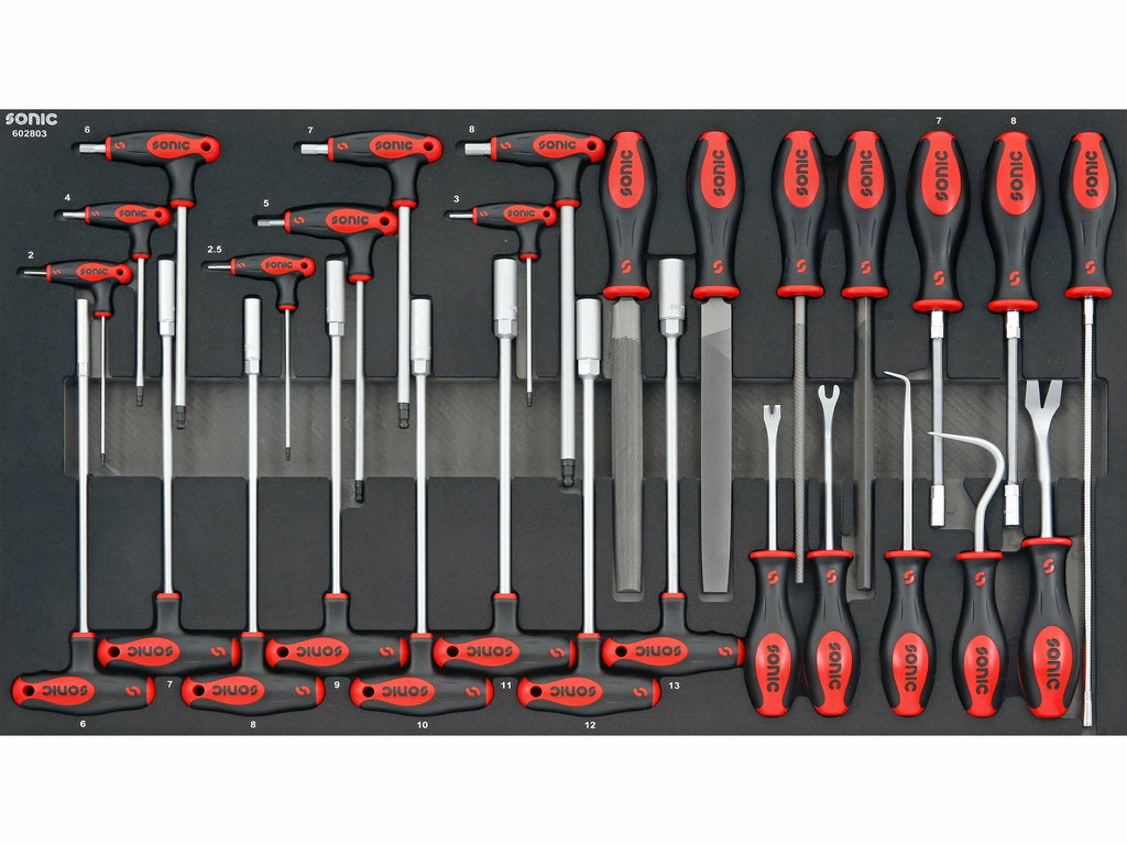 Module (L) (28pc) clés mâles, tournevis à douilles, limes - Tonic distribution - Modules 750x435mm (L) - module-l-cles-males-tournevis-a-douilles-limes-28pc - Modules 750x435mm (L), Modules de servantes - Tonic distribution