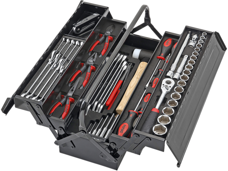 Caisse à outils 5 compartiments 62 outils